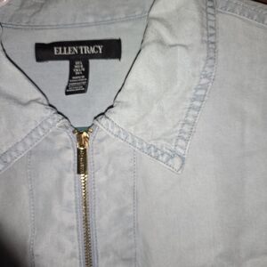 Ellen Tracy Light Wash Zip-Front Denim Jacket